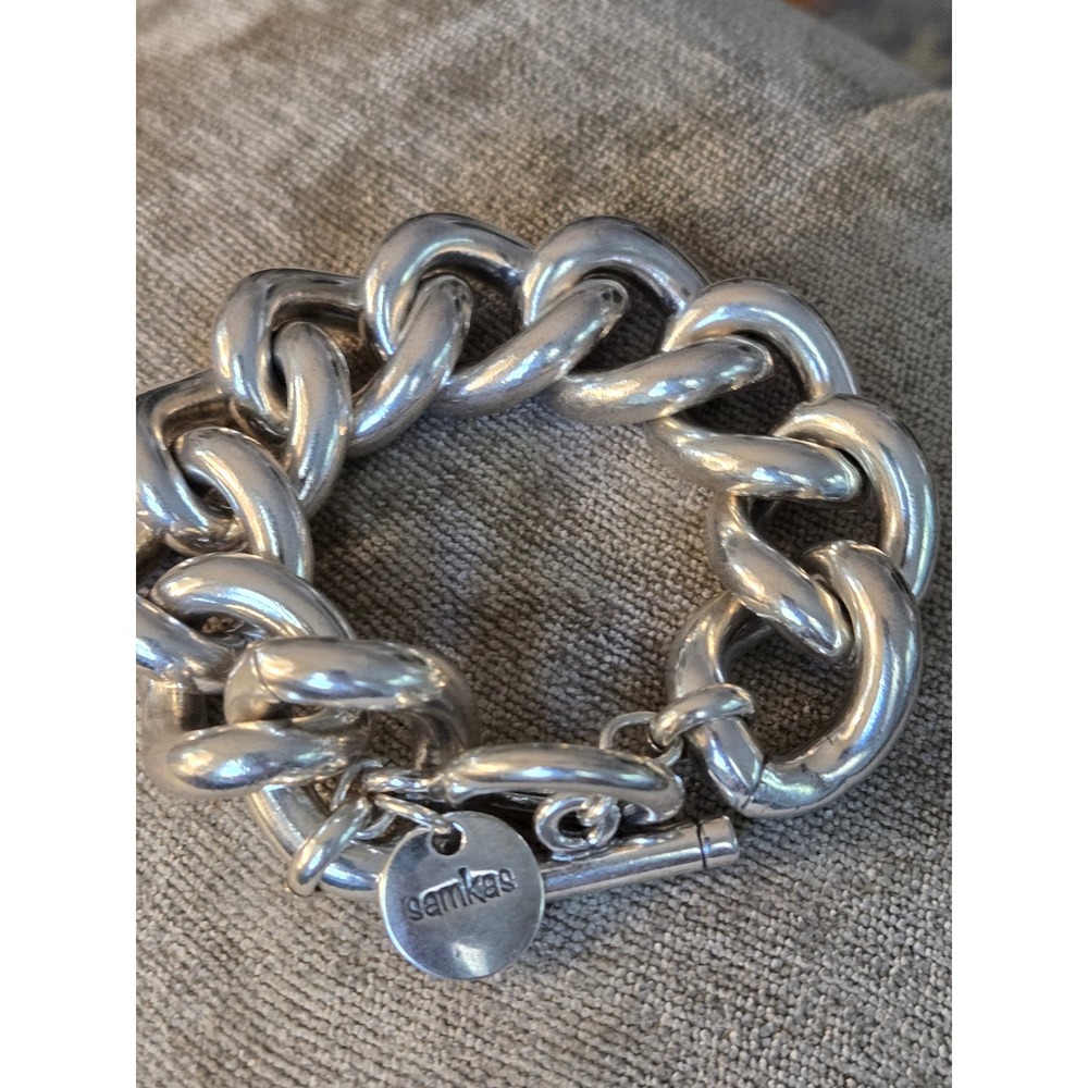 Samkas Silver-Plated Chunky Curb Chain Bracelet